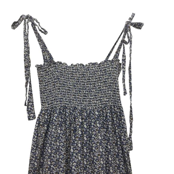 O.P.T. Cara Smocked Tiered Midi Dress Blue White Floral Small Cottagecore Boho - Picture 4 of 13